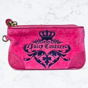 Vintage Y2K Pink Juicy Couture Velour Wristlet Zip Wallet with Card Slots NWOT